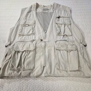 Bimini Bay Outfitters Mens XL Khaki Cotton Multi Pocket Fishing Utility Vest